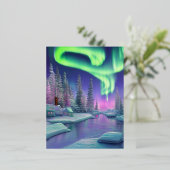 Noordelijke lichten folie feestdagen briefkaart (Staand Voorkant)
