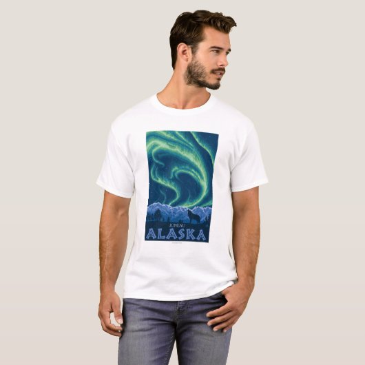 Noordelijke lichten - Juneau, Alaska T-shirt (Voorkant volledig)