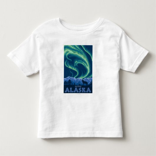 Noordelijke lichten - Katmai, Alaska Kinder Shirts (Voorkant)