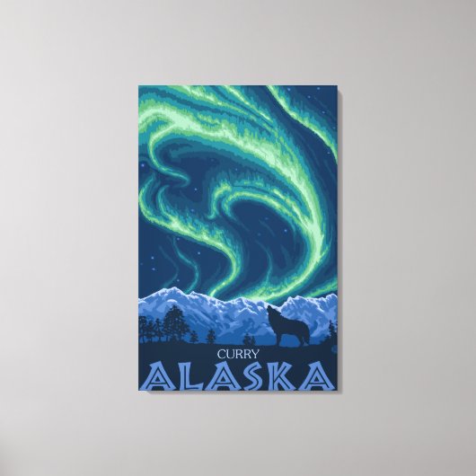 Noordelijke lichten - Kerst, Alaska Canvas Afdruk (Voorkant)