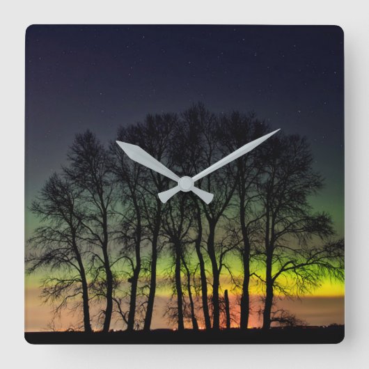 Noordelijke lichten | Manitoba Canada Grande Point Vierkante Klok (Voorkant)
