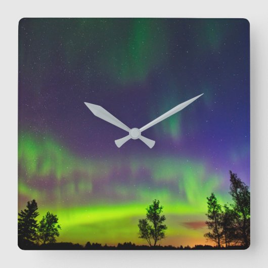 Noordelijke lichten | Manitoba Canada Vierkante Klok (Voorkant)