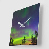 Noordelijke lichten | Manitoba Canada Vierkante Klok (Hoek)