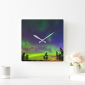 Noordelijke lichten | Manitoba Canada Vierkante Klok (Huis)