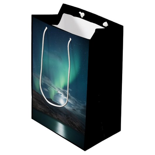 Noordelijke lichten medium cadeauzakje (Voorkant Gekanteld)