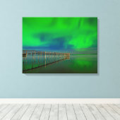 Noordelijke lichten | Meer van Winnipeg Canada, Ma Canvas Afdruk (Insitu (Houten vloer))