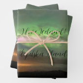 Noordelijke lichten met liefde inpakpapier vel (In situ)