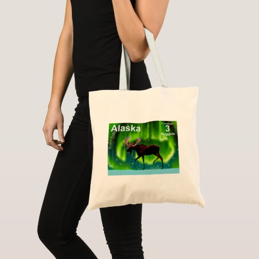 Noordelijke Lichten Moose - Alaska Postage Tote Bag (Voorkant (product))