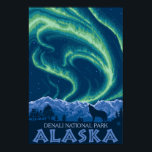 Noordelijke Lichten - Nationaal Park Denali, Alask Poster<br><div class="desc">Northern Lights - Denali National Park, Alaska - Vintage Travel Poster, werd in 2007 opgericht. Dit afbeelding toont scènes van het nationale park van Denali, AK.</div>