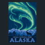 Noordelijke Lichten - Nationaal Park Denali, Alask Poster<br><div class="desc">Northern Lights - Denali National Park, Alaska - Vintage Travel Poster, werd in 2007 opgericht. Dit afbeelding toont scènes van het nationale park van Denali, AK.</div>