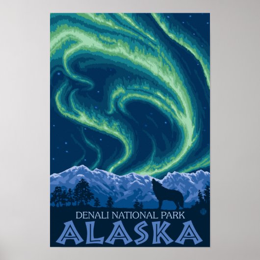 Noordelijke Lichten - Nationaal Park Denali, Alask Poster (Voorkant)
