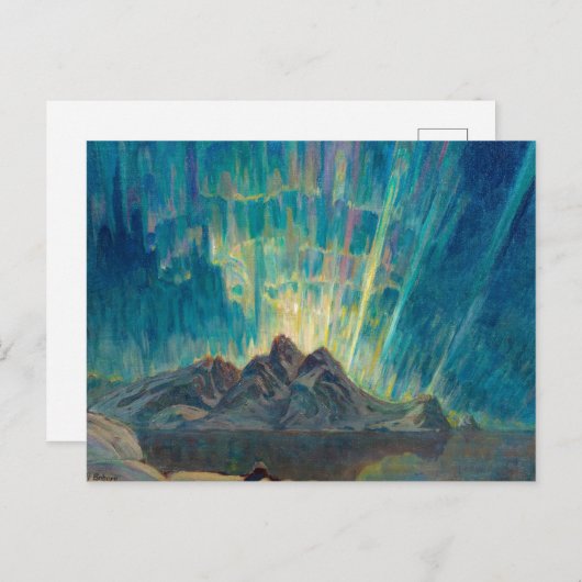 Noordelijke Lichten, Noord-Noorwegen, ingediend do Briefkaart (Voorkant / Achterkant)