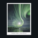 Noordelijke Lichten Noorwegen Briefkaart<br><div class="desc">Een landschapsfoto met de groene noordelijke lichten (Aurora borealis) in de noorderavond boven Noord-Noorwegen, Scandinavië.</div>