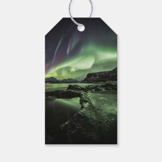 Noordelijke Lichten Noorwegen Cadeaulabel (Voorkant)