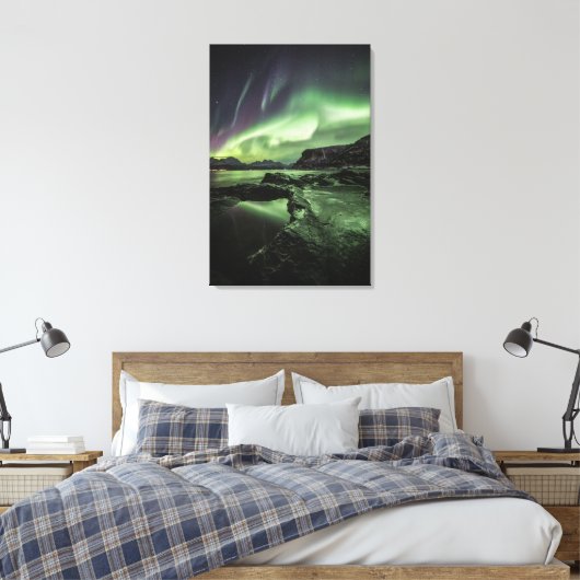 Noordelijke Lichten Noorwegen Canvas Afdruk (Insitu (Slaapkamer))
