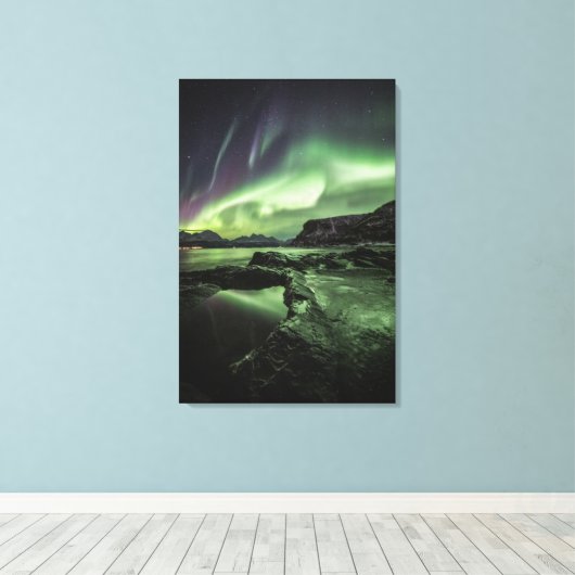 Noordelijke Lichten Noorwegen Canvas Afdruk (Insitu (Houten vloer))