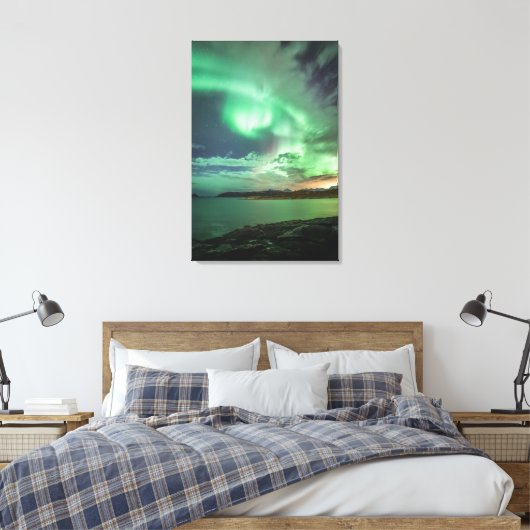 Noordelijke Lichten Noorwegen Canvas Afdruk (Insitu (Slaapkamer))