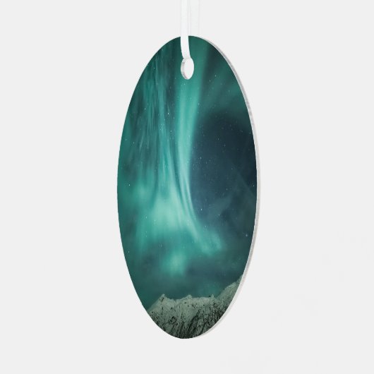 Noordelijke Lichten Noorwegen Metalen Ornament (Voorkant links)