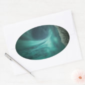 Noordelijke Lichten Noorwegen Ovale Sticker (Envelop)