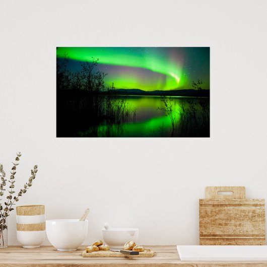 Noordelijke lichten op het meer poster (Keuken)