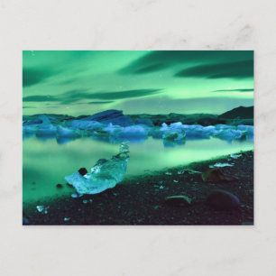 Noordelijke lichten over het meer van Jokulsarlon, Briefkaart
