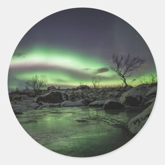 Noordelijke lichten ronde sticker (Voorkant)