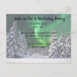 Noordelijke lichten tijdens de winter aankondigingskaart