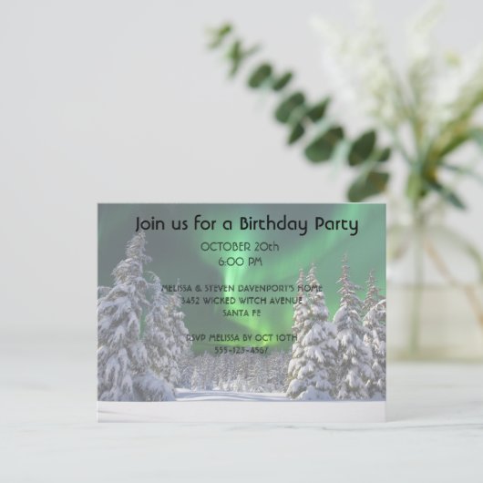 Noordelijke lichten tijdens de winter aankondigingskaart (Staand voorkant)