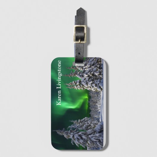 Noordelijke lichten tijdens de winter bagagelabel (Voorkant (verticaal))