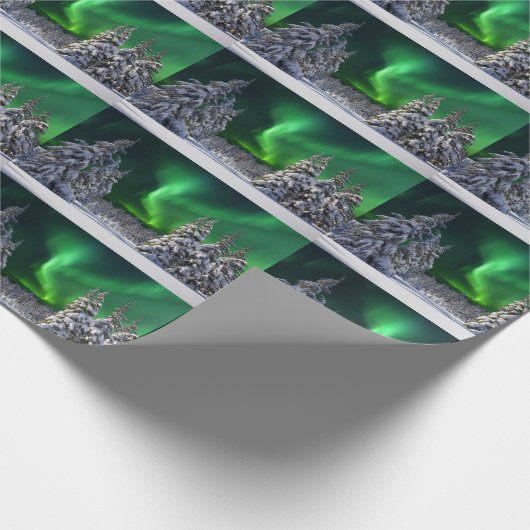 Noordelijke lichten tijdens de winter cadeaupapier (Hoek)