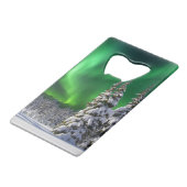 Noordelijke lichten tijdens de winter creditkaart flessenopener (Achterkant Gekanteld)