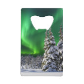 Noordelijke lichten tijdens de winter creditkaart flessenopener (Achterkant)