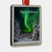 Noordelijke lichten tijdens de winter metalen ornament (Rechts)