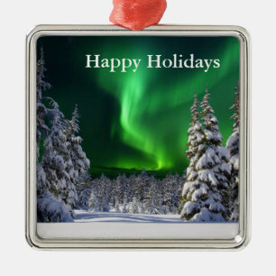 Noordelijke lichten tijdens de winter metalen ornament