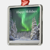 Noordelijke lichten tijdens de winter metalen ornament (Links)