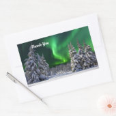 Noordelijke lichten tijdens de winter rechthoekige sticker (Envelop)