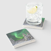 Noordelijke lichten tijdens de winter stenen onderzetter (Zijkant)