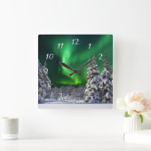 Noordelijke lichten tijdens de winter vierkante klok (Huis)