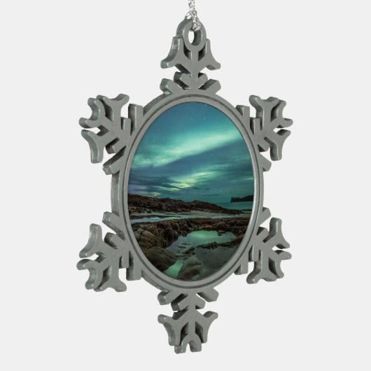 Noordelijke lichten tin sneeuwvlok ornament (Links)