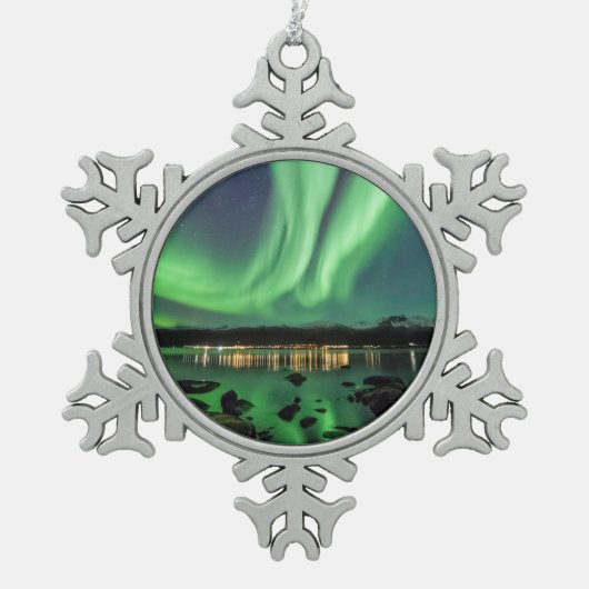 Noordelijke lichten tin sneeuwvlok ornament (Voorkant)