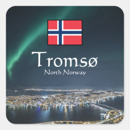 Noordelijke Lichten Tromso Noorwegen Vierkante Sticker
