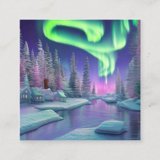 Noordelijke lichten vierkante visitekaartje (Voorkant)