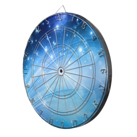 Noordelijke lichtsterren blauw + jouw tekst & idee dartbord (Voorkant Rechts)