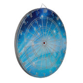 Noordelijke lichtsterren blauw + jouw tekst & idee dartbord (Voorkant Links)