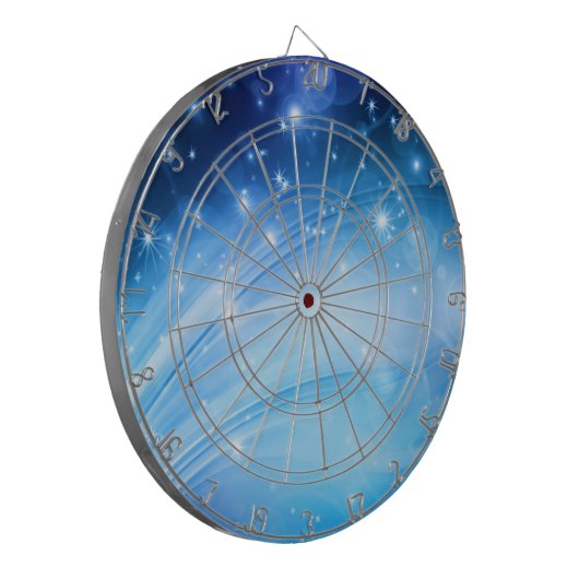 Noordelijke lichtsterren blauw + jouw tekst & idee dartbord (Voorkant Links)