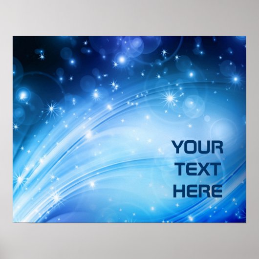 Noordelijke lichtsterren blauw + jouw tekst & idee poster (Voorkant)