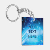 Noordelijke lichtsterren blauw + jouw tekst & idee sleutelhanger (Voorkant Links)