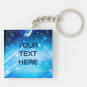 Noordelijke lichtsterren blauw + jouw tekst & idee sleutelhanger (Achterkant)