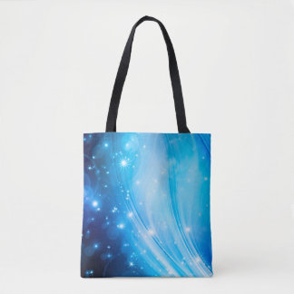 Noordelijke lichtsterren blauw + jouw tekst & idee tote bag