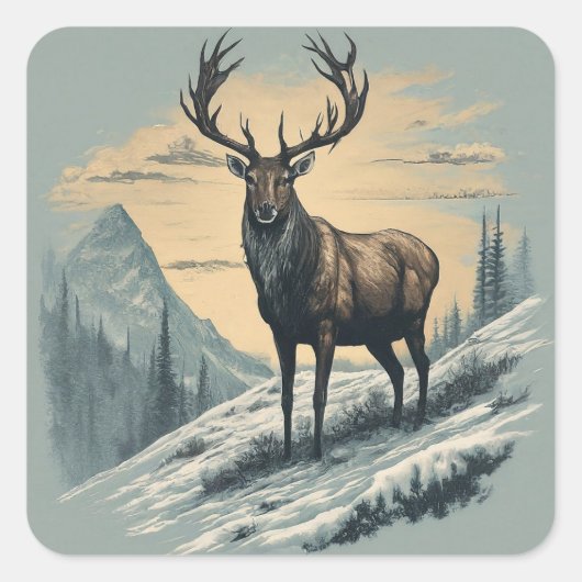 "Noordelijke Majesteit: Majesteit Caribou Vierkante Sticker (Voorkant)